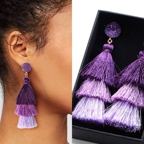 Jewelry - 💜Purple Ombré TASSLE  WOMAN’S DRUZY EARRINGS *NWT
